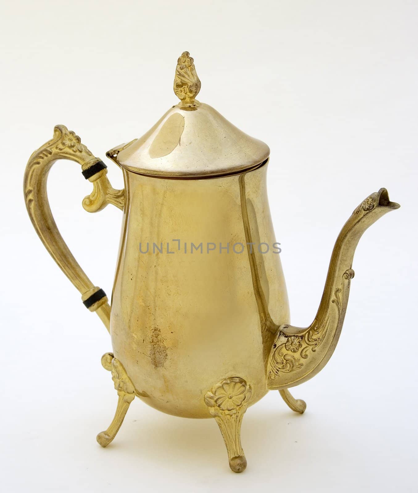 brass tea-pot isolated in white