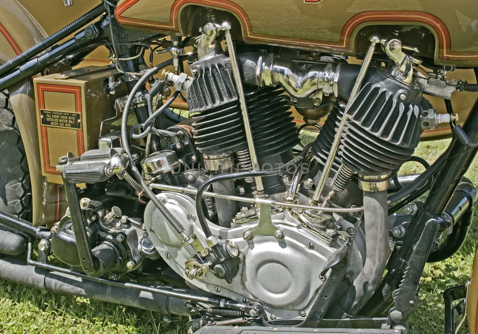 close-up of a vintage motorcycle