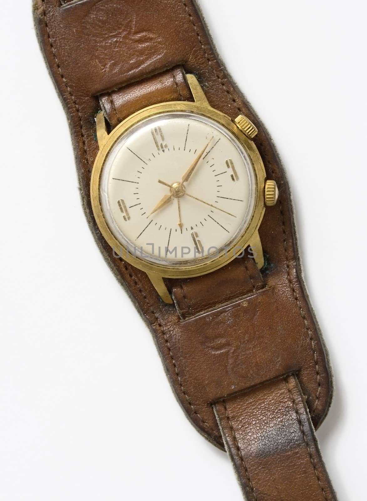 old wrist-watch with leather strap