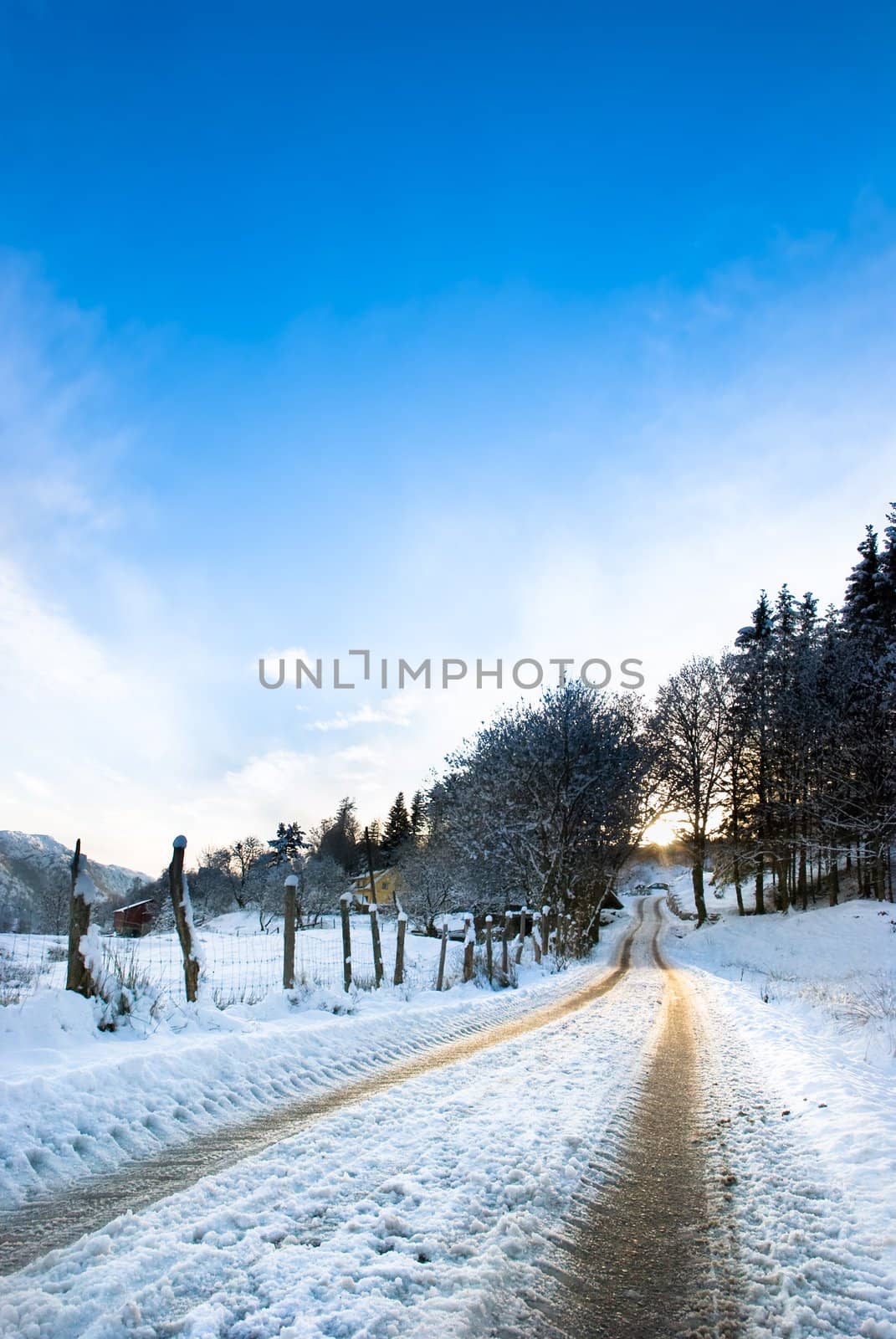 Winter scene in countryside of Norway