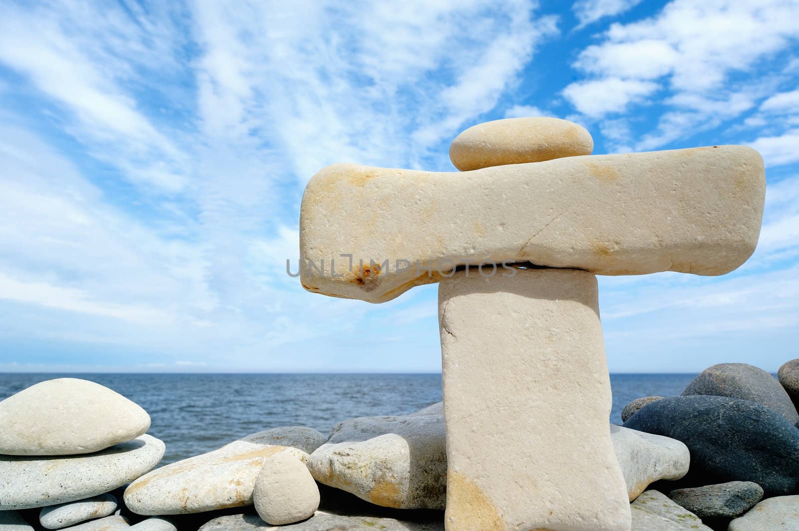 Small pebbles are connected with a large stone