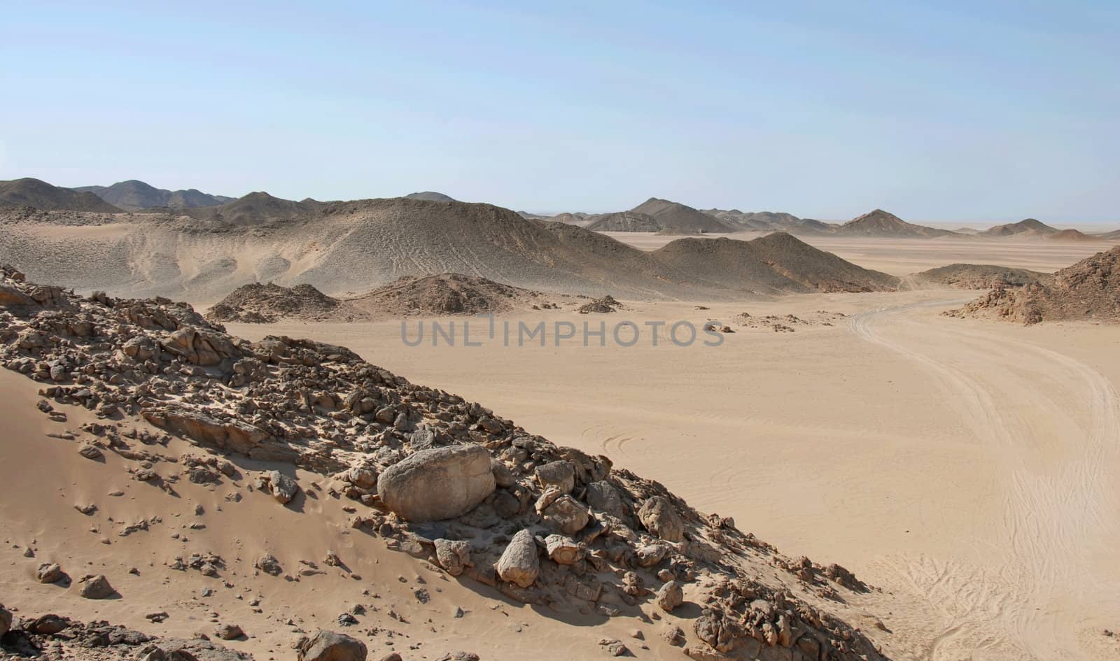 Sahara dry desert view by Hurghada, Egypt, hills and sand
