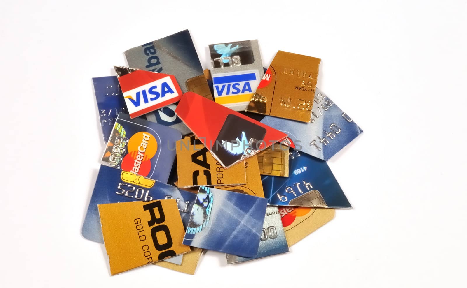 Some creditcards cut into pieces