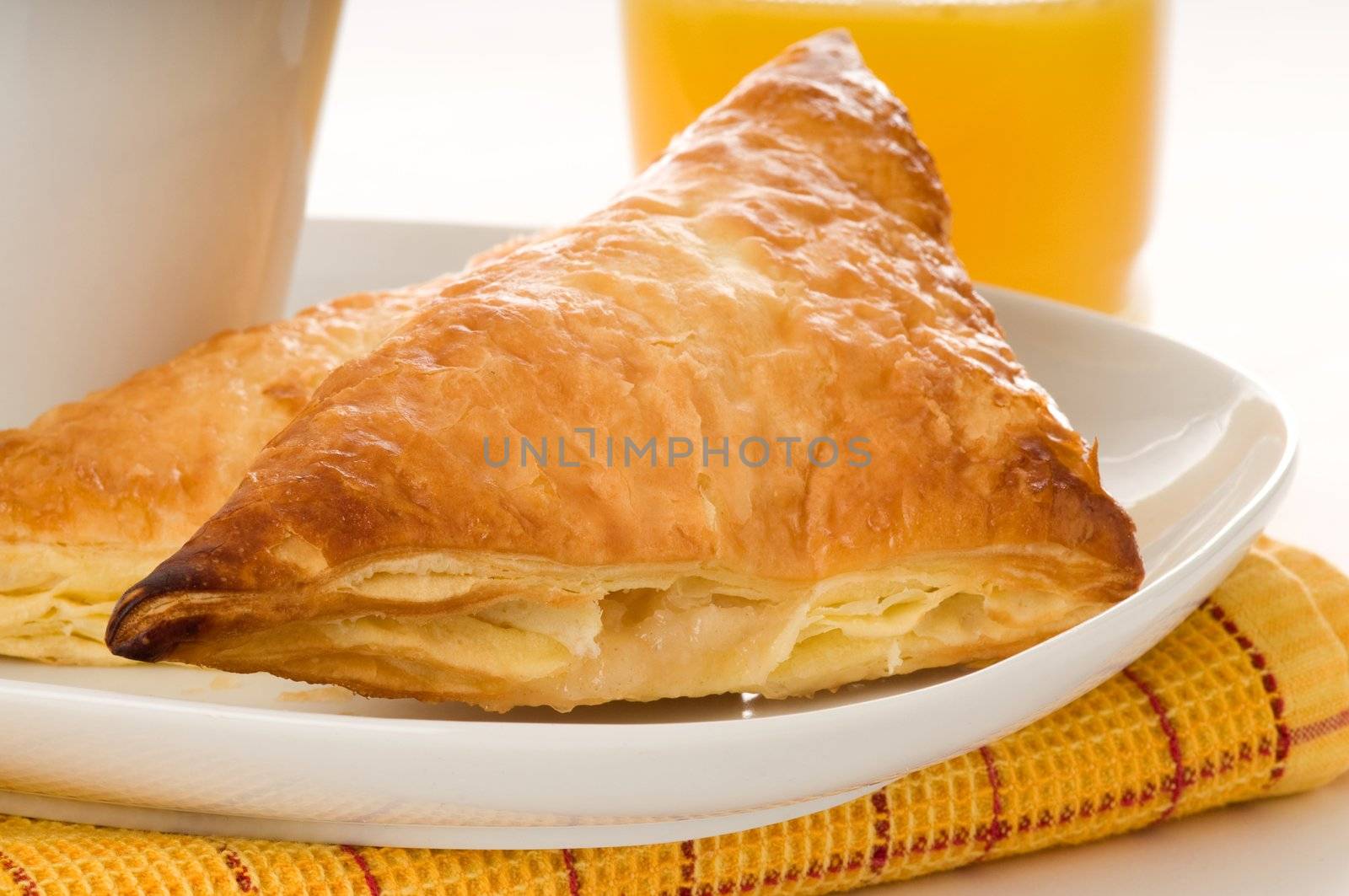 Fresh baked apple turnover on a plate.