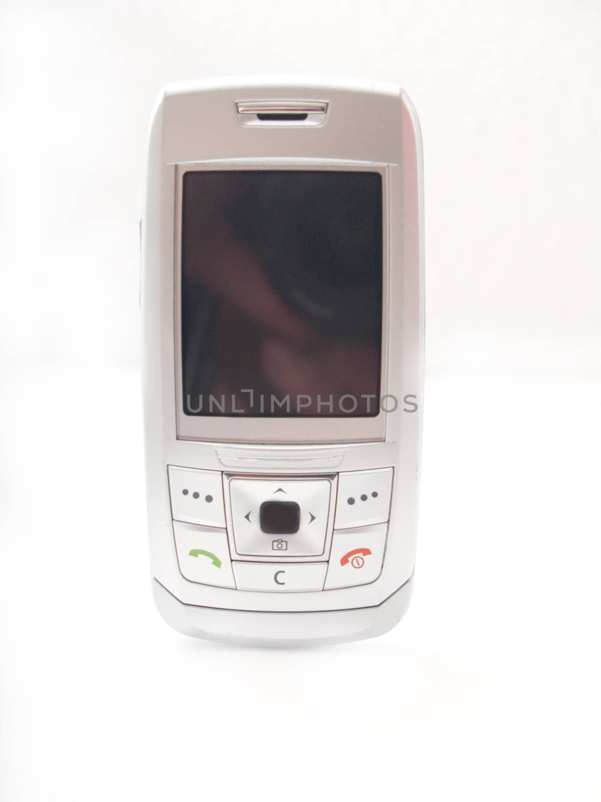 Isolated cell phone on white with copy space