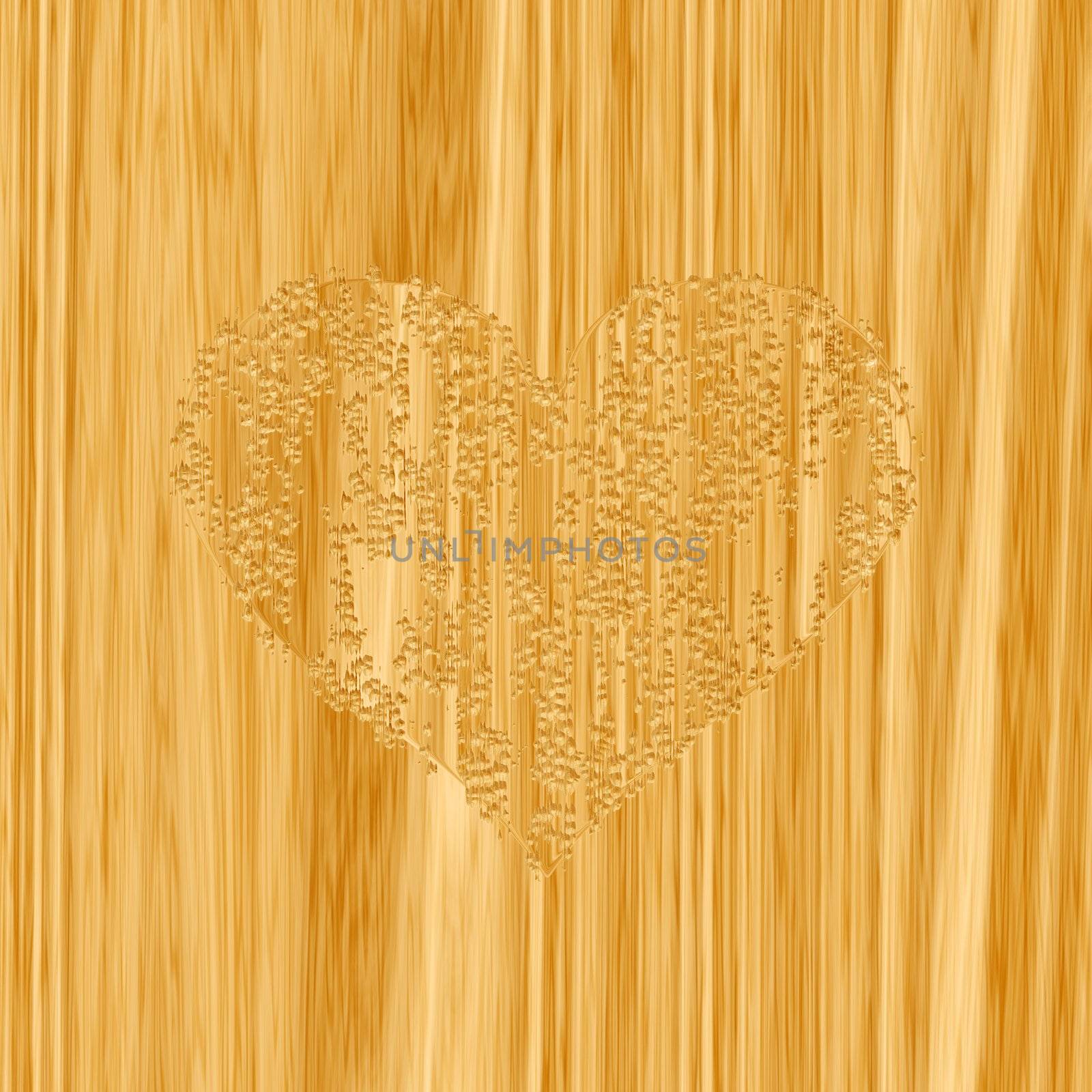 pine wood with heart shape infected by termites