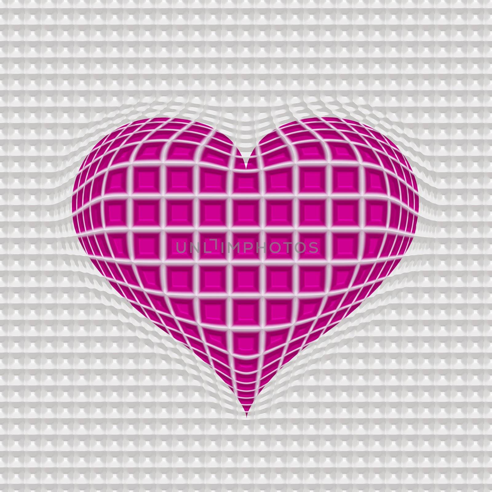 globase 3d heart in white wire pattern