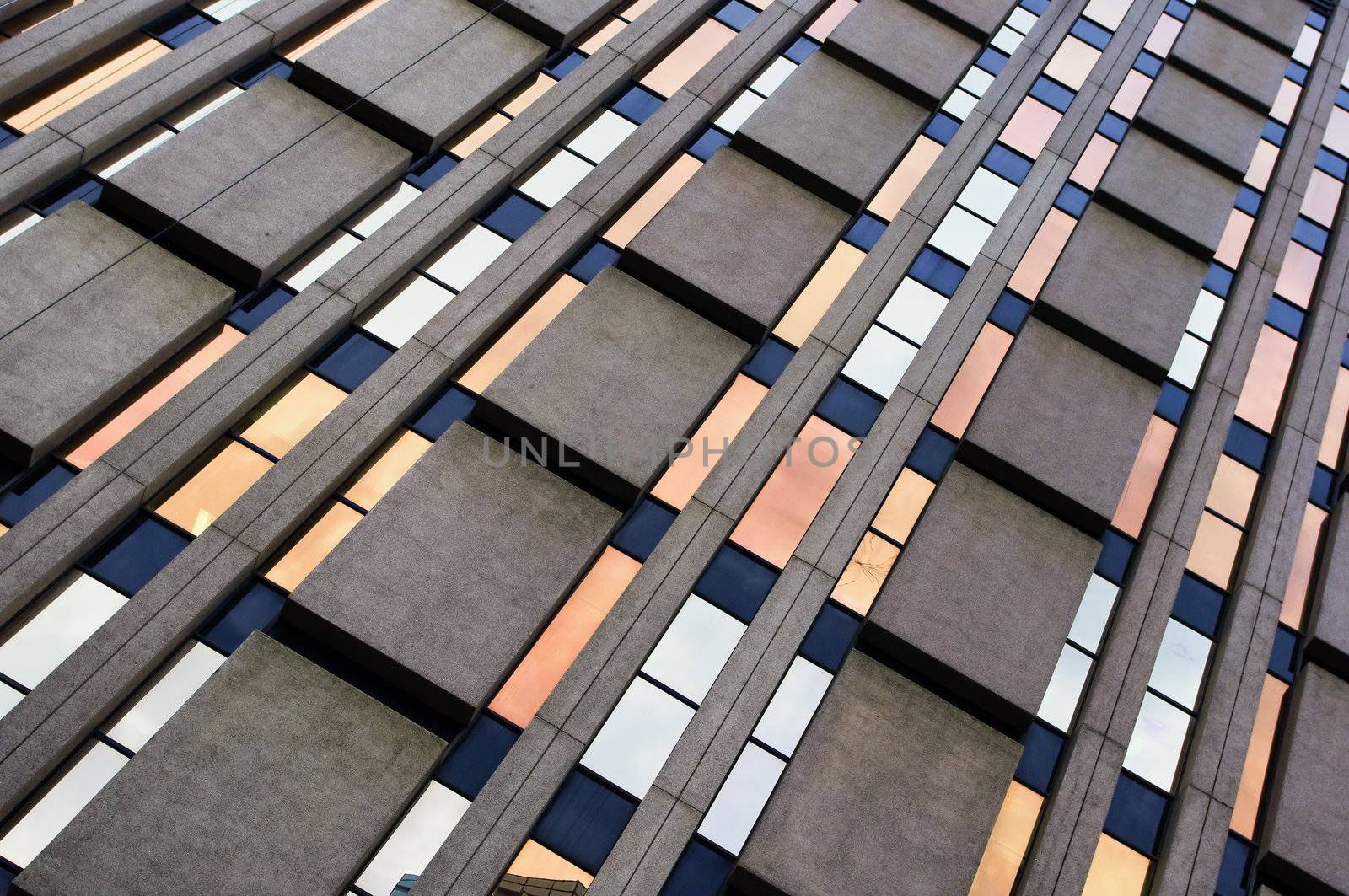 A pattern of windows on a building in downtown Edmonton in Alberta, Canada.