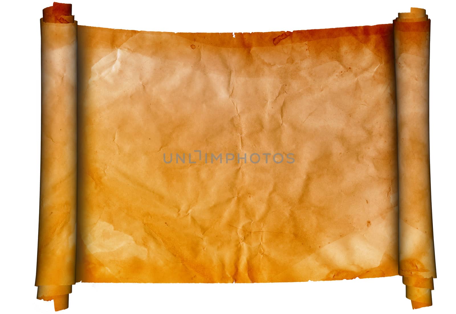 Scroll of antique parchment.Grunge background.