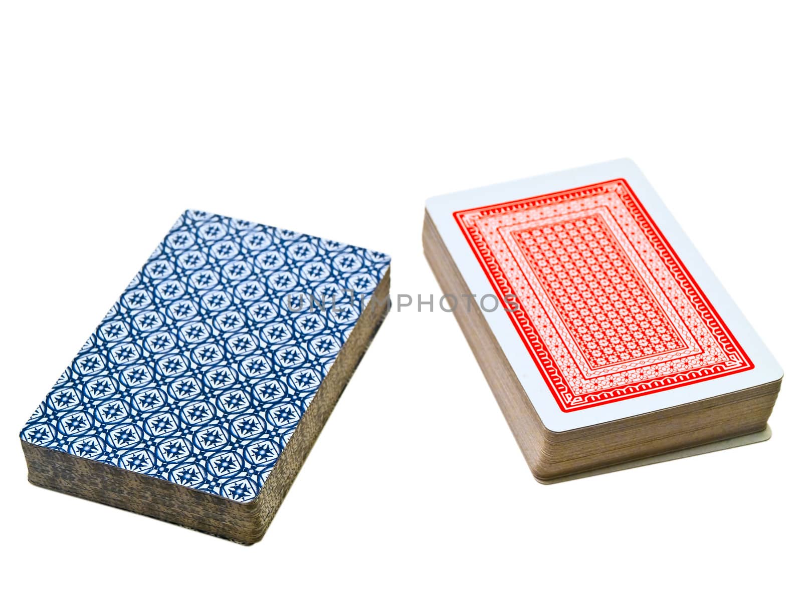two decks of cards over the white background