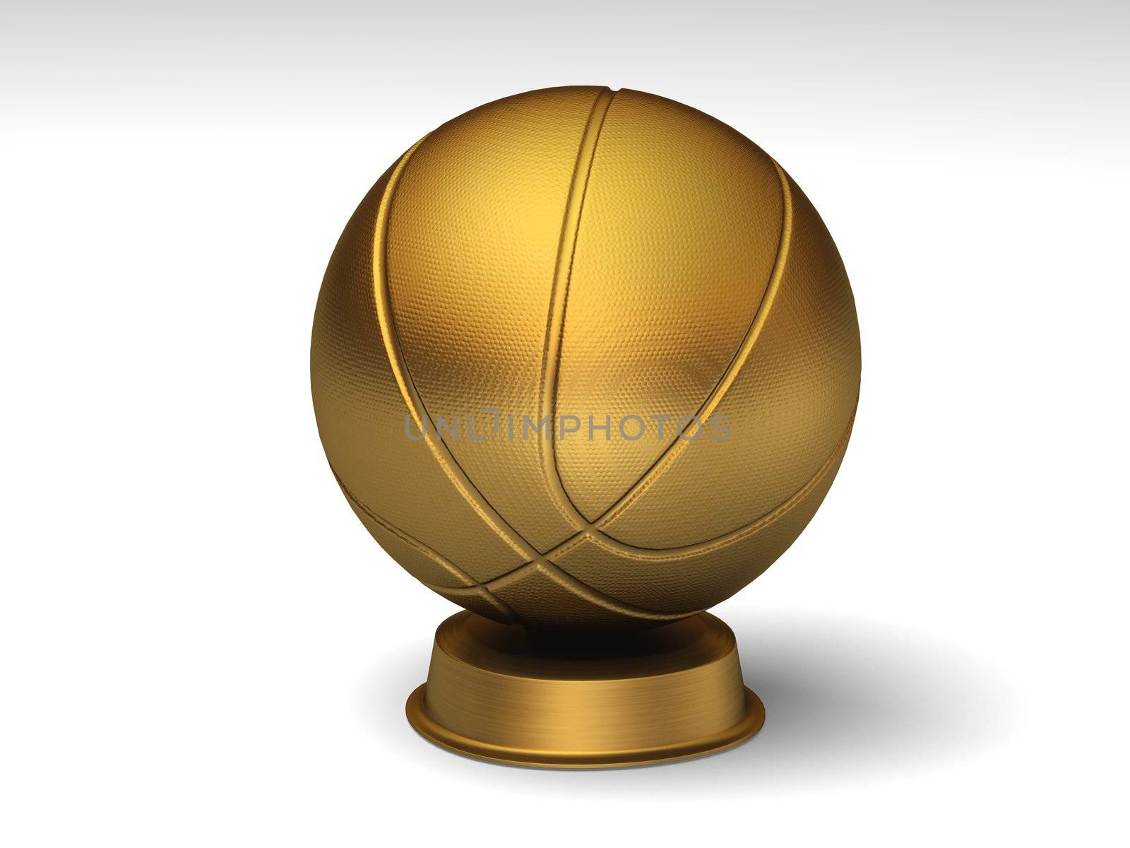 Closeup on a golden basketball trophy