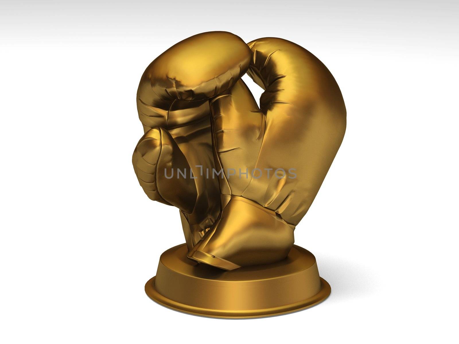 Closeup on a golden boxing trophy
