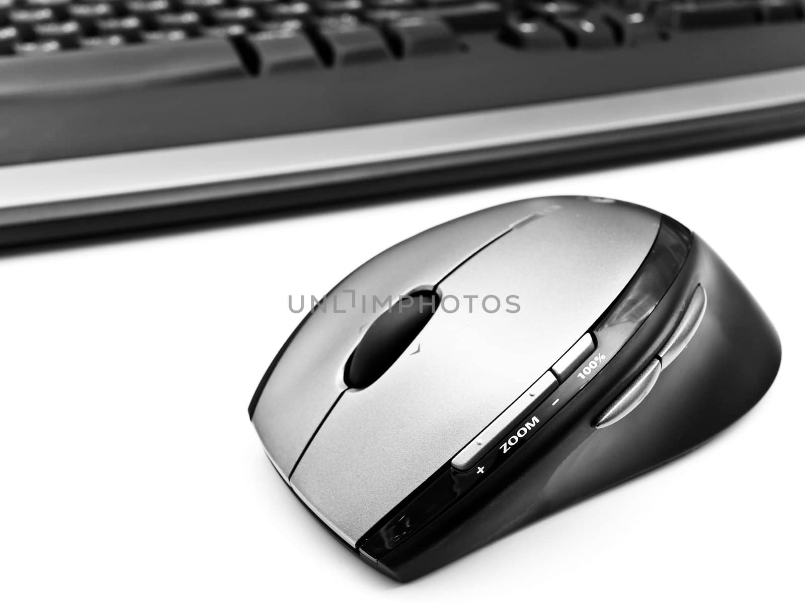 wireless optical mouse over the white background