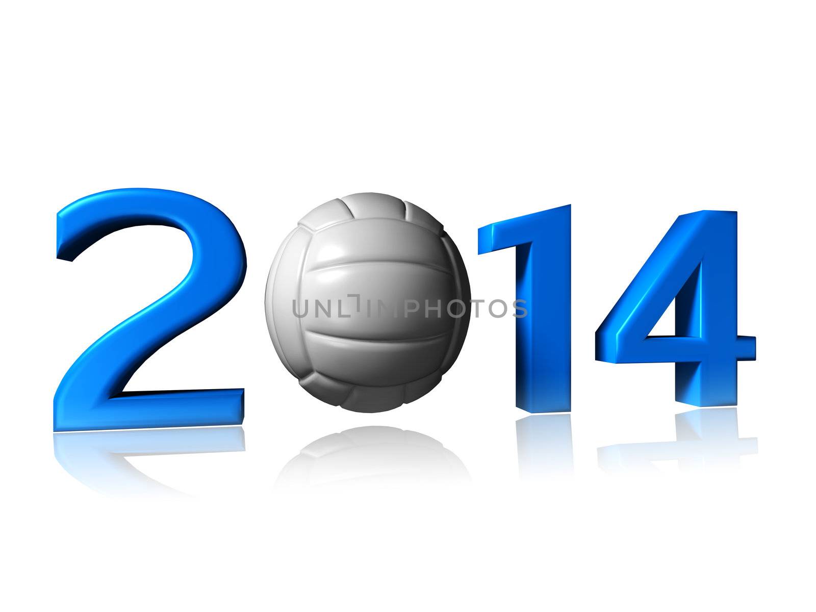 It's a big 2014 volley logo on a white background
