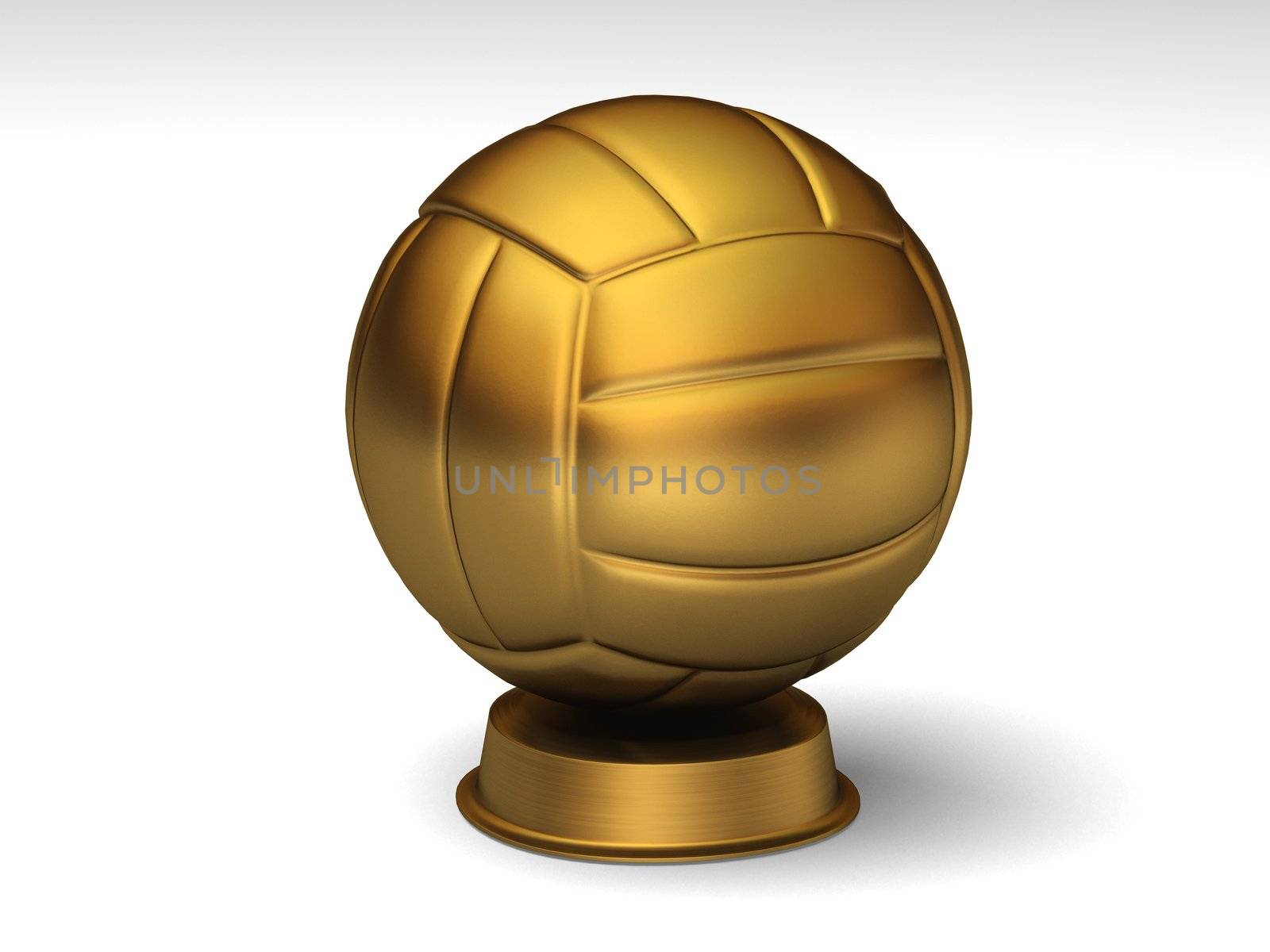Closeup on a golden volleyball trophy