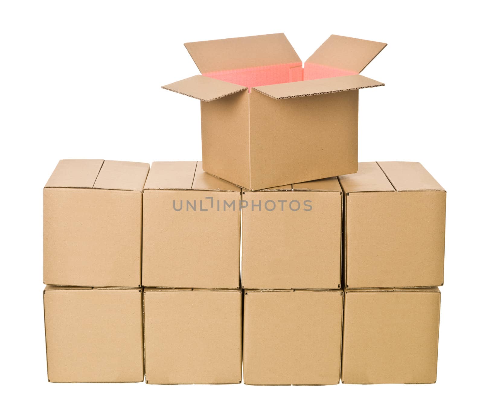 Stack of Cardboard boxes isolated on white background