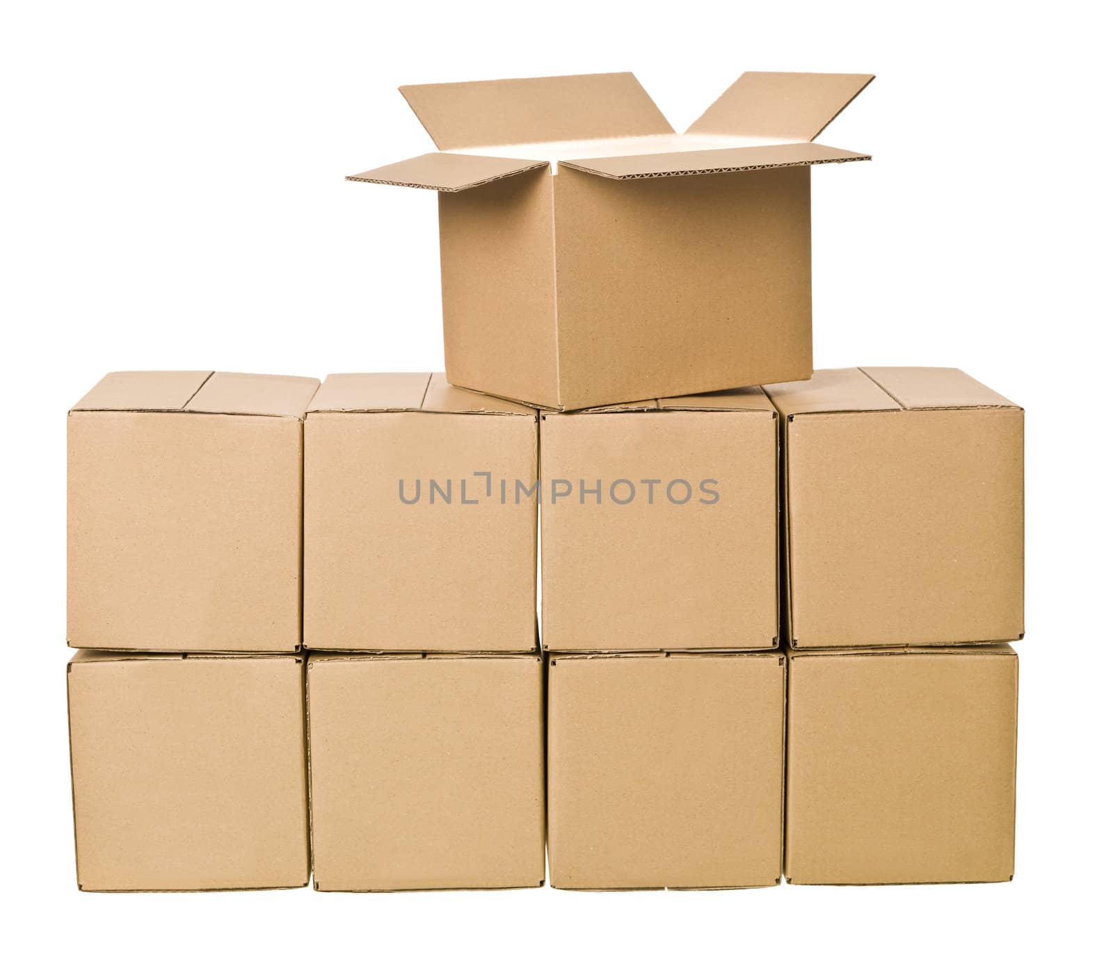 Stack of Cardboard boxes isolated on white background