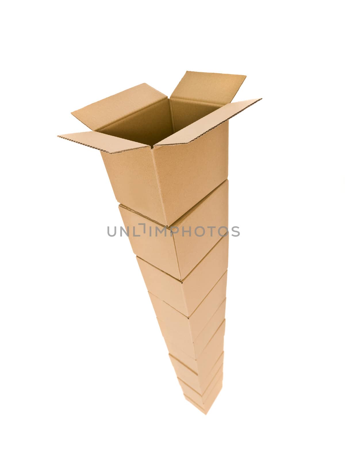 Tower of Cardboard Boxes isolated on white background