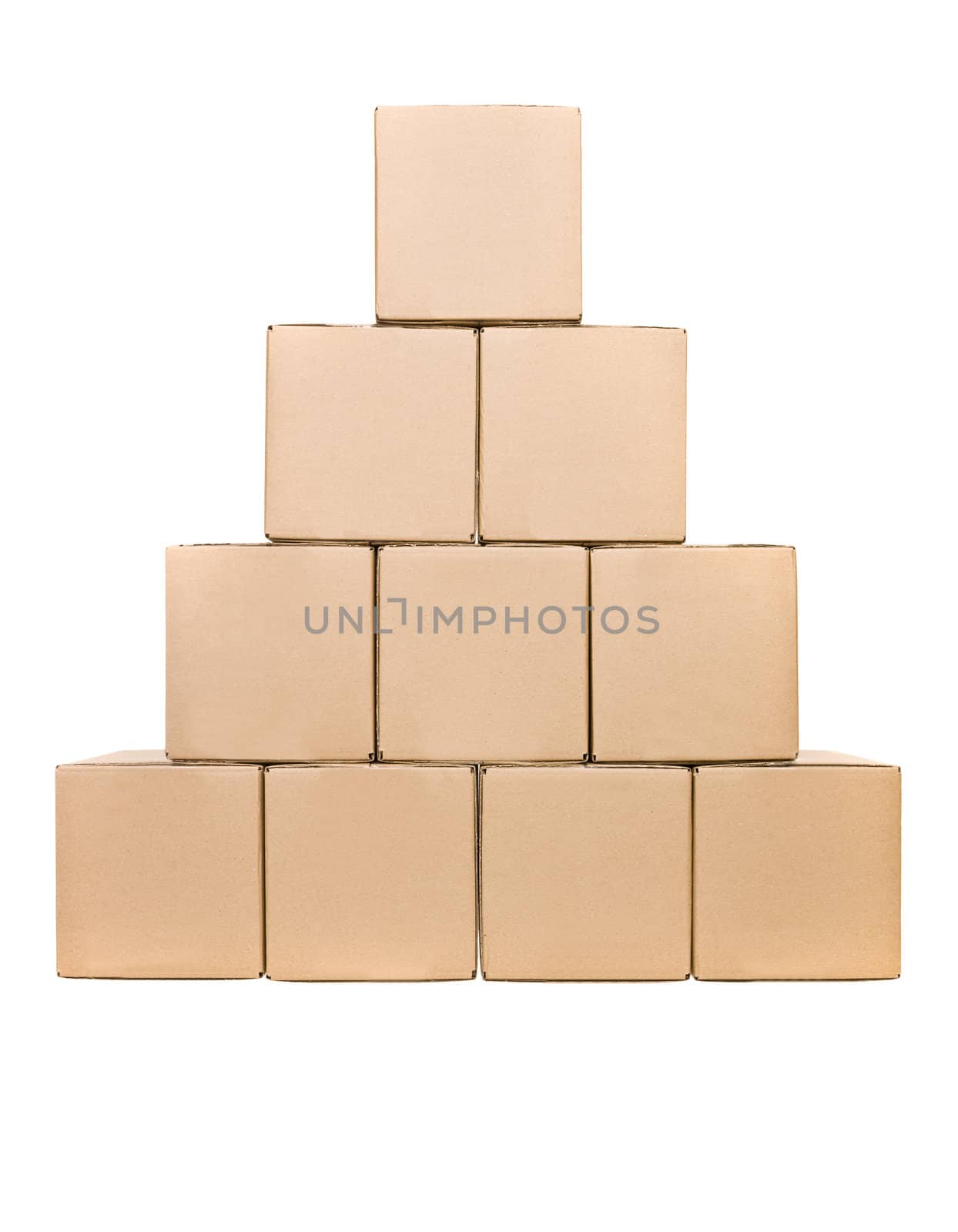 Stack of Cardboard boxes isolated on white background