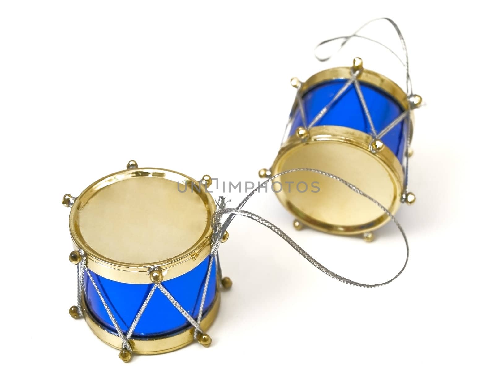 two new year toys drum against the white background