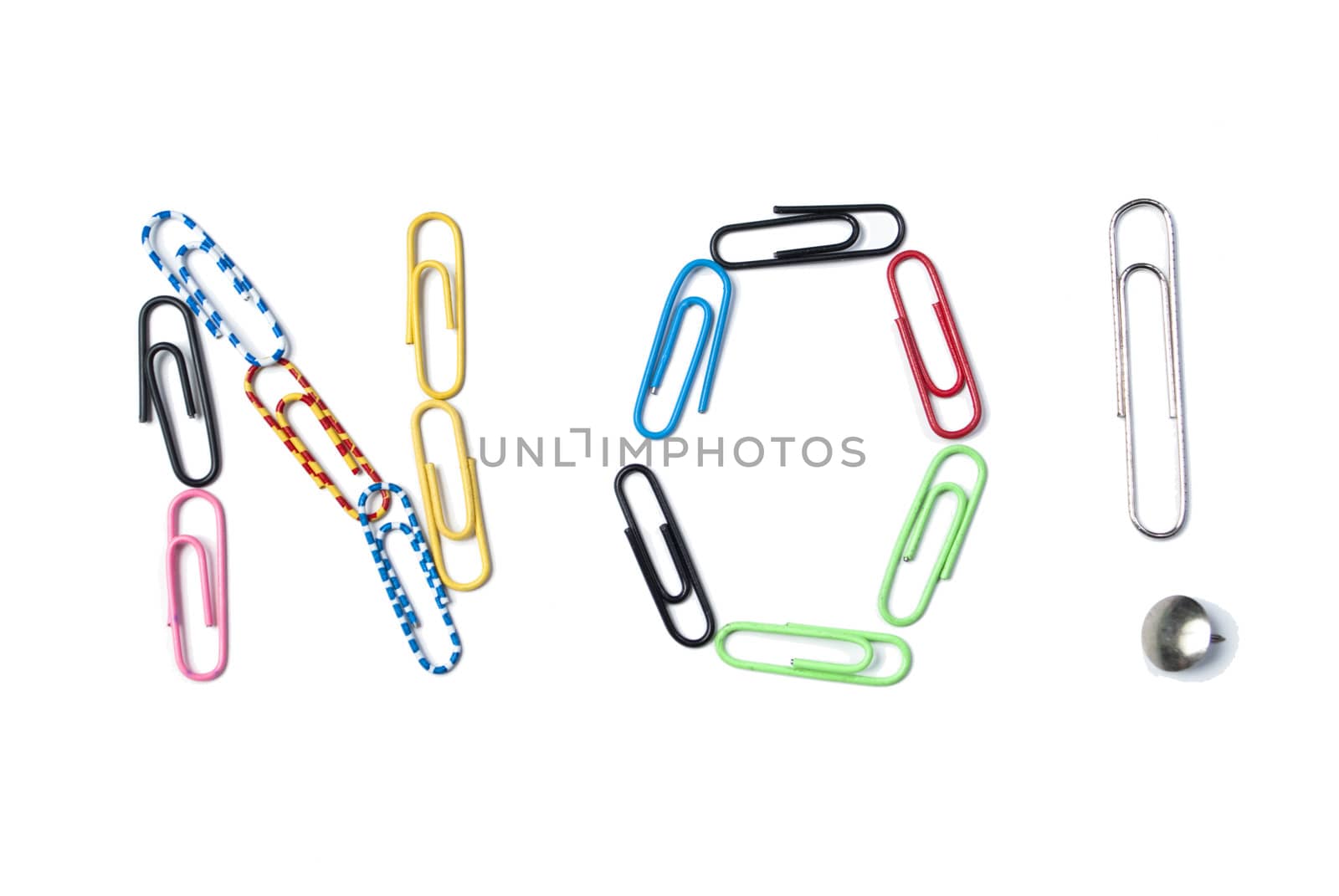 Word "No!" from paper clips