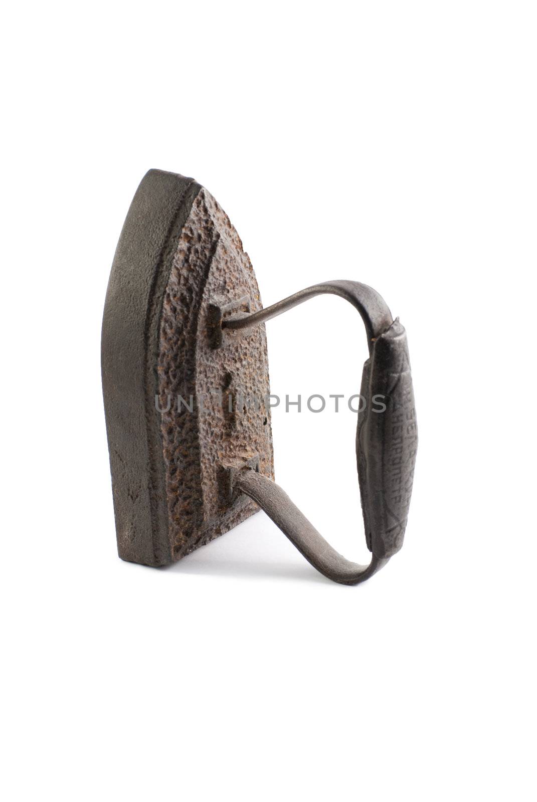 old iron on white background