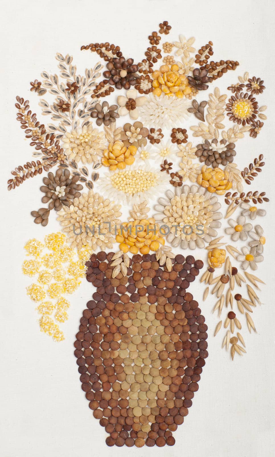 flowers laid out from grains