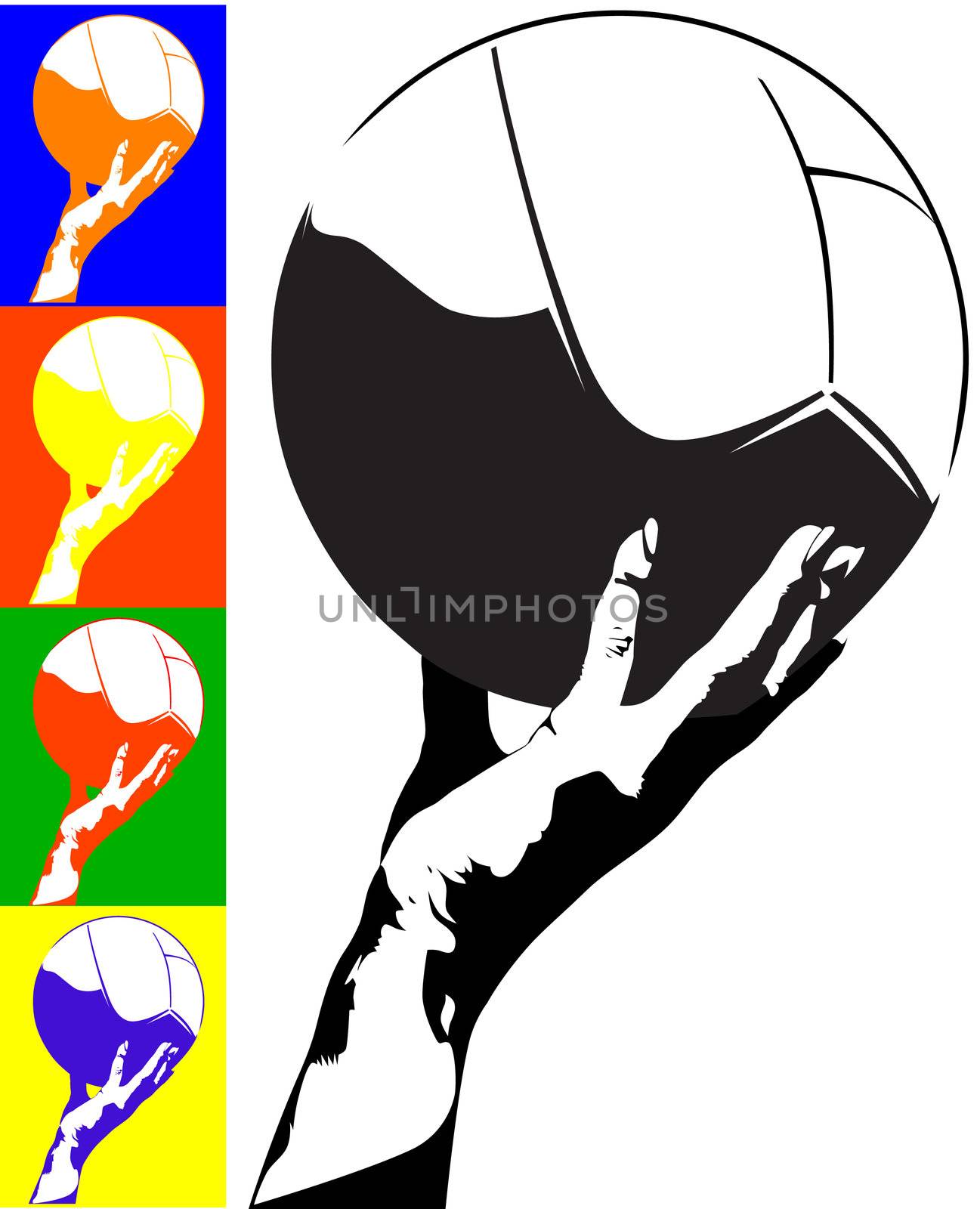 illustration of the white ball in the woman hand 