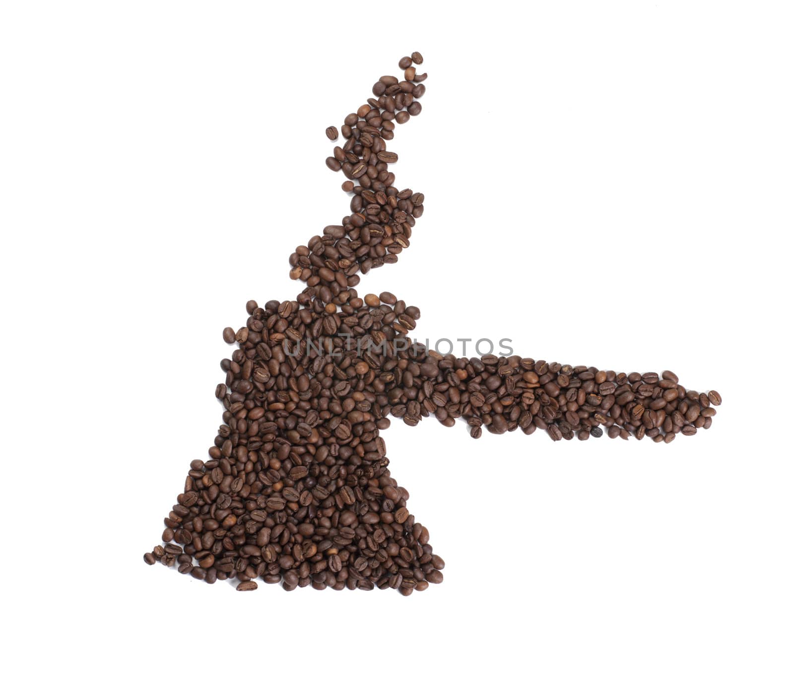 Turk made of coffee isolated on white background