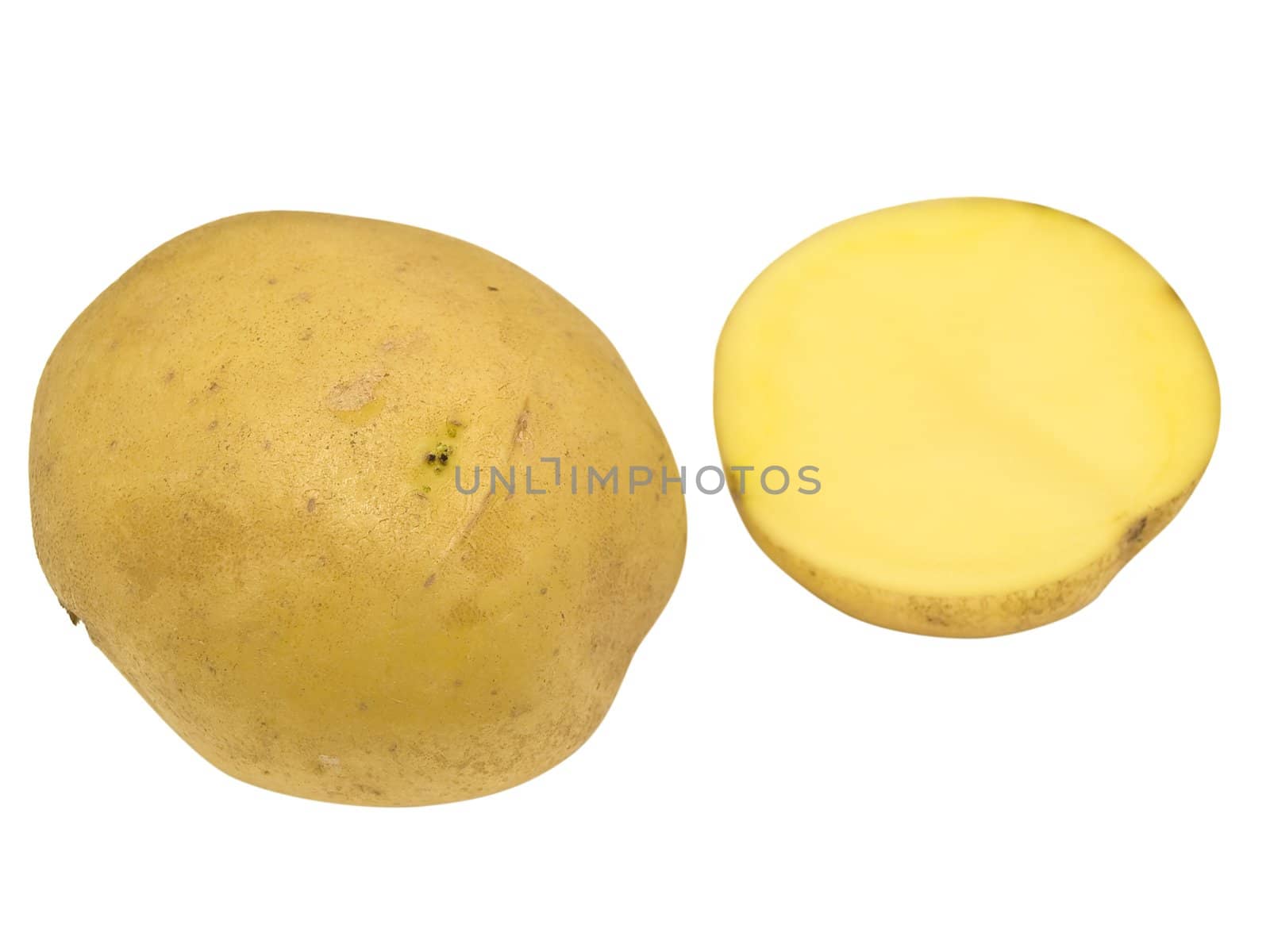 Isolated potatoes against the white background