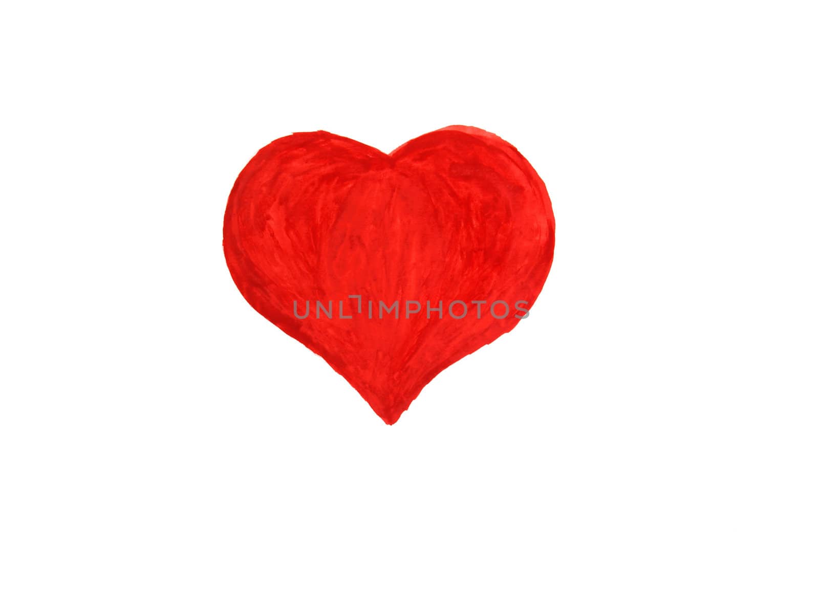 Drawing red heart on a white background     