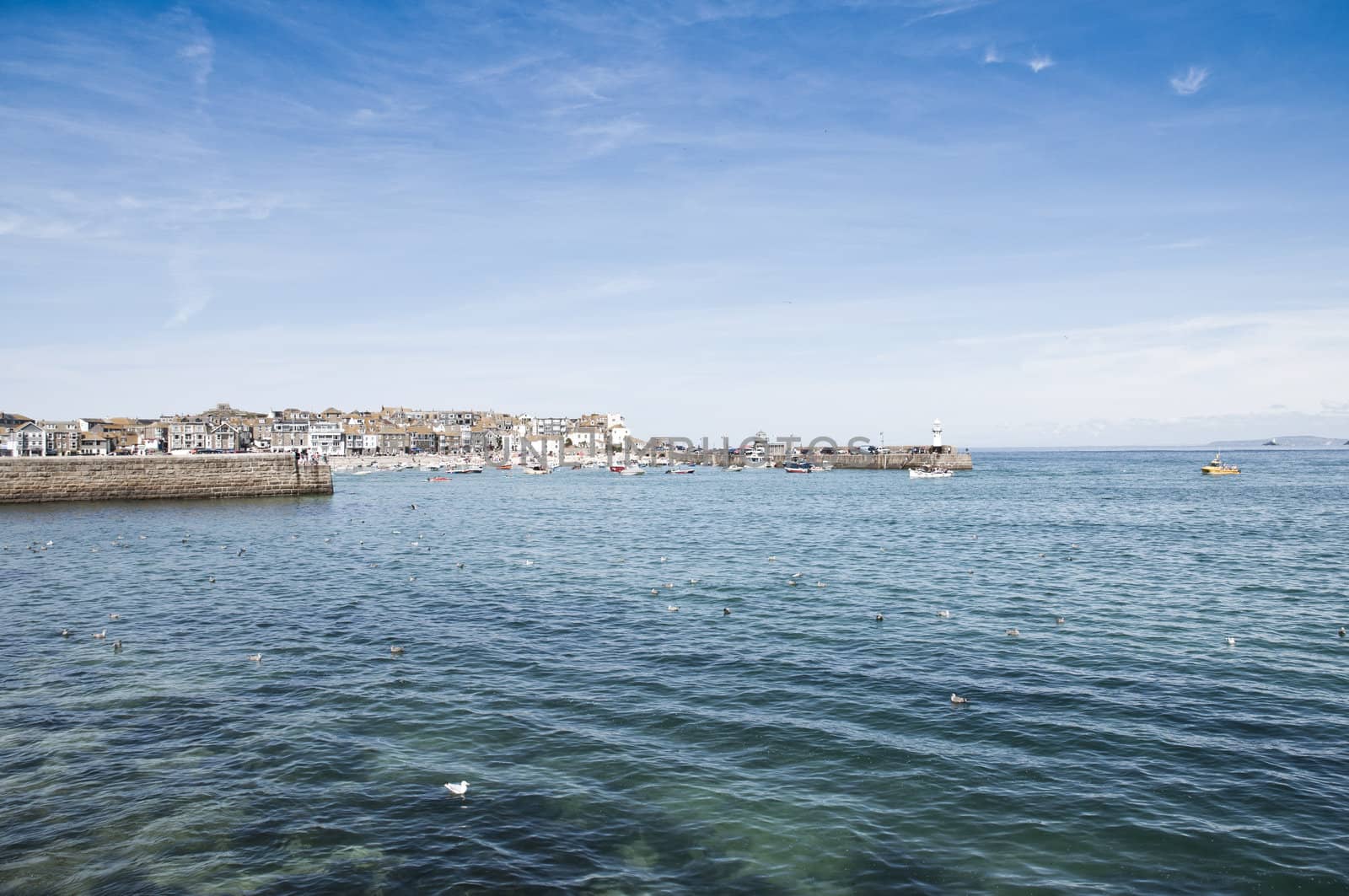 Port Saint Ives in high tide, with blue sky