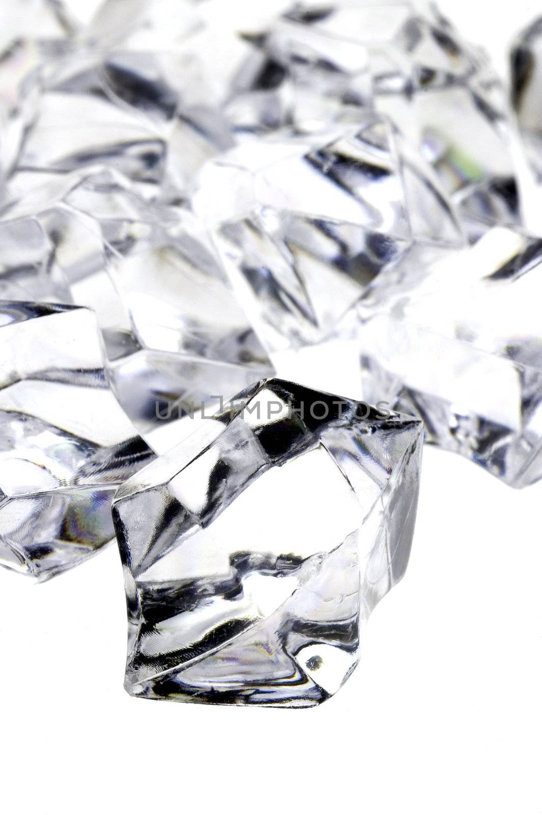 raw white diamonds over white background