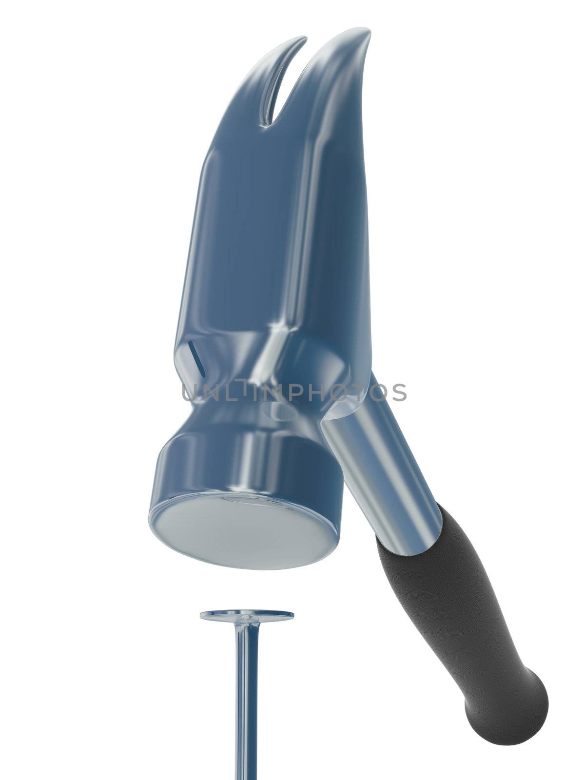 hammer in nails. Isolated 3D image