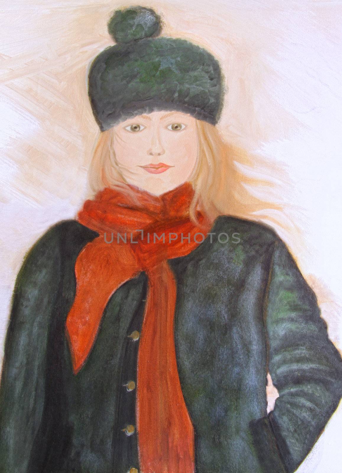 Oil painting of young girl on canvas by Sandralise