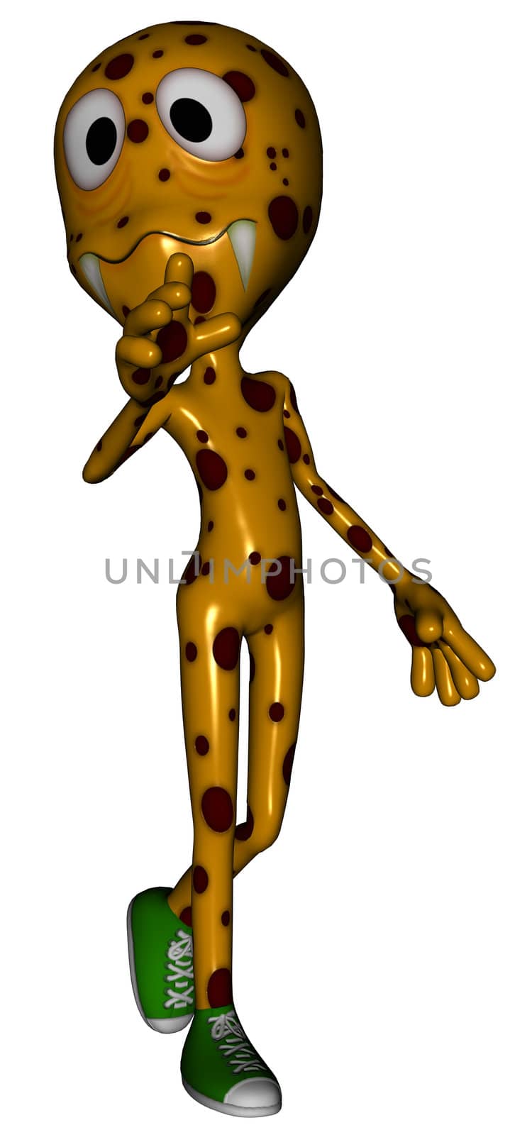 3D rendered cartoon Michael chameleon figure on white background isolated