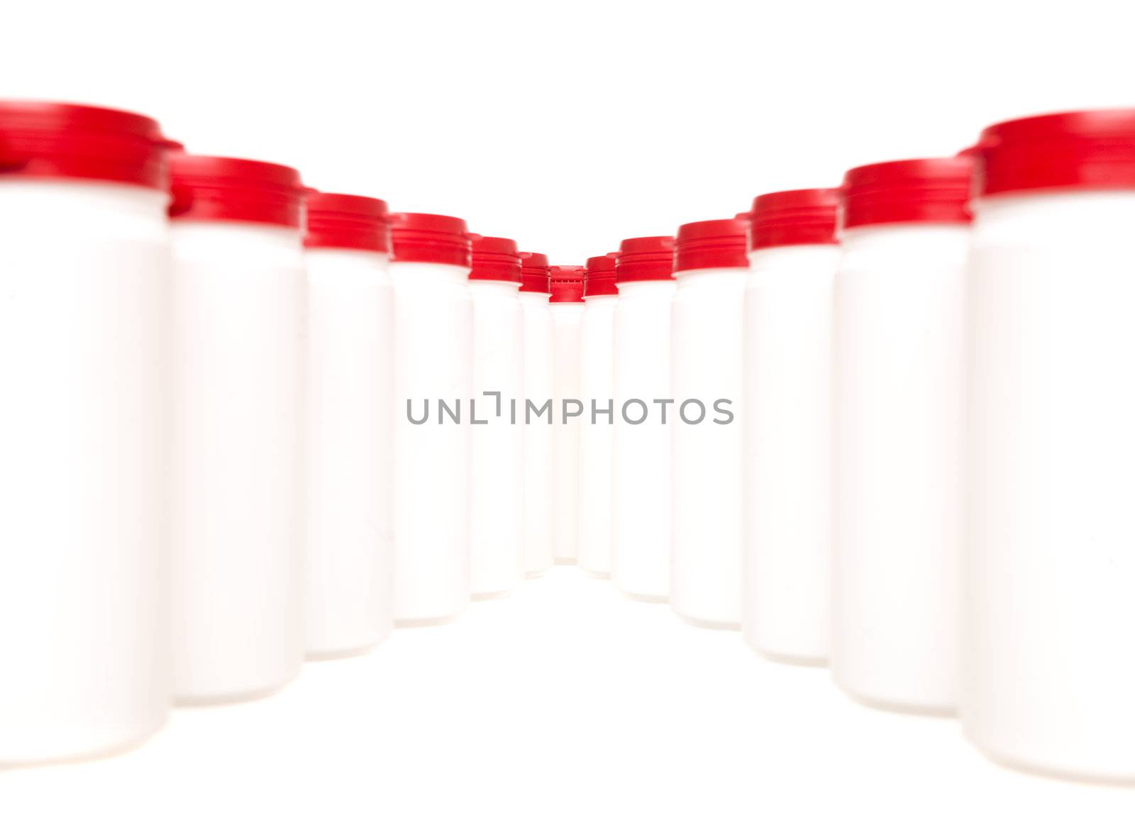 Formation of Plastic cans isolated on white background