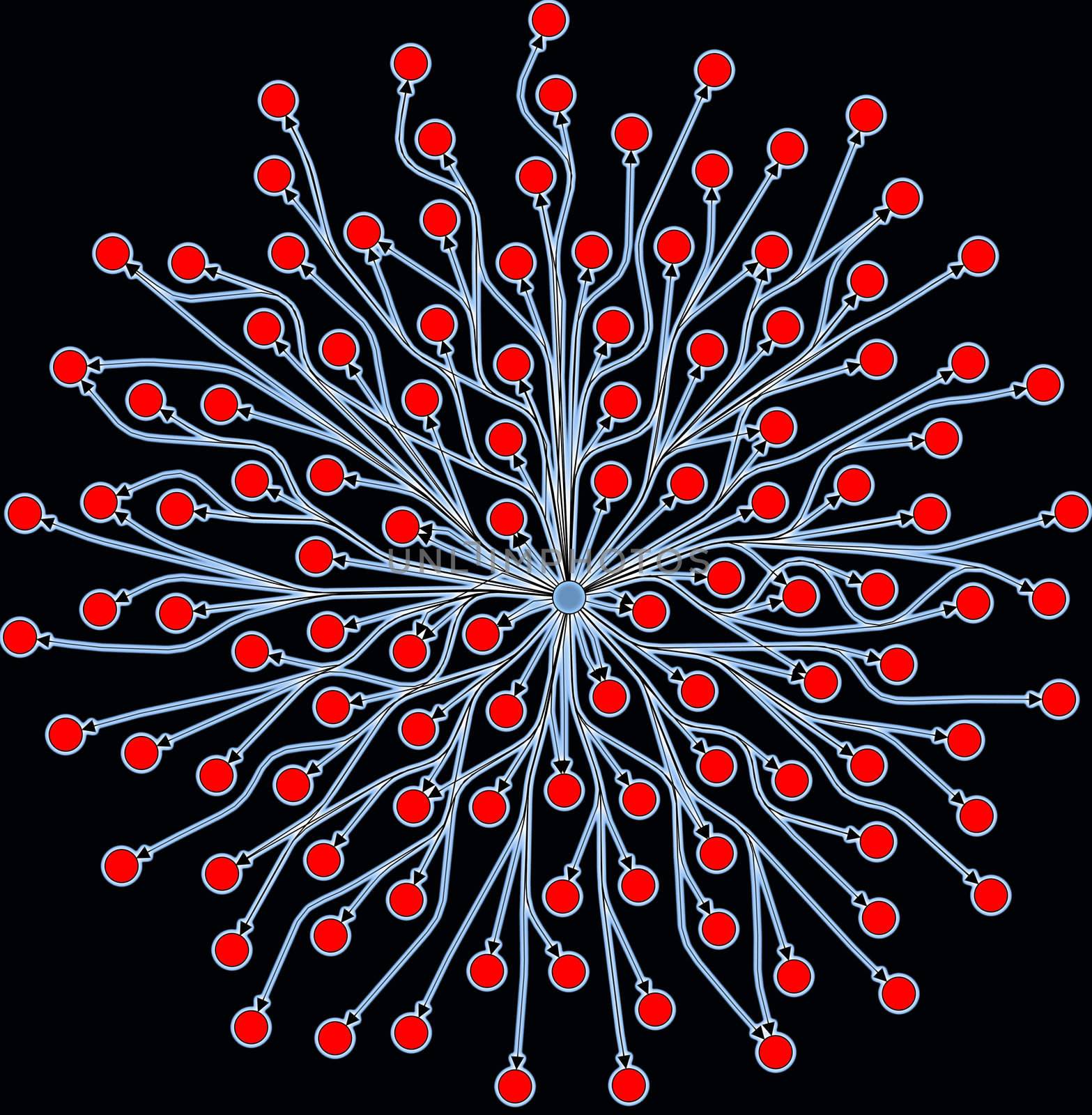 Illustration of Internet network access, in the form of a biological network.