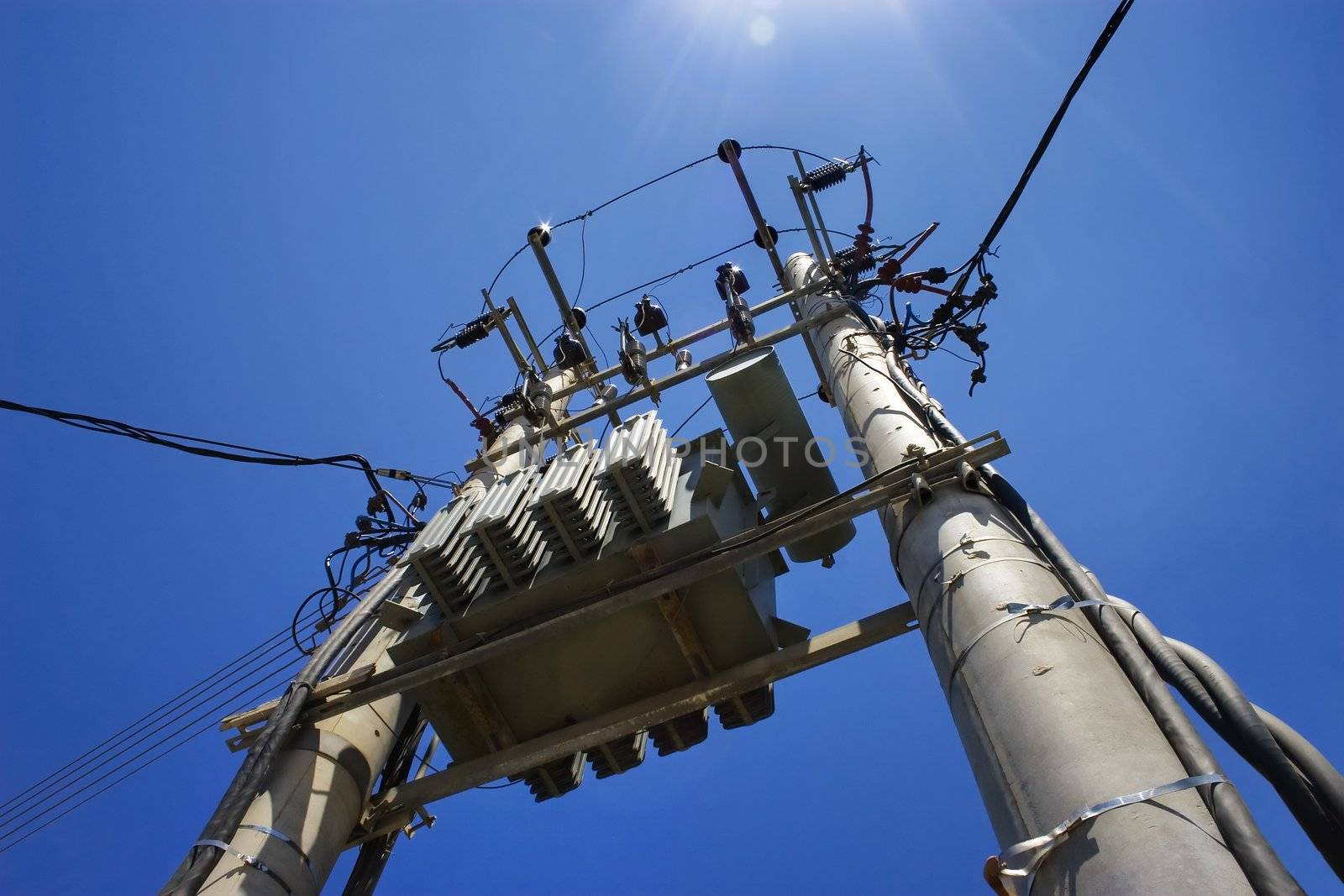 Photograph of a typical local power station found on the island of Creta, Greece.