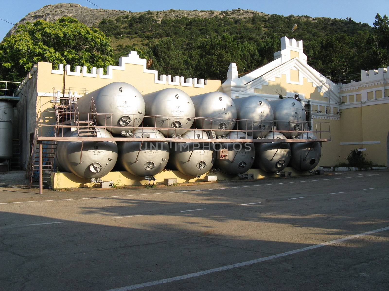 Metal a flank at factory on wine manufacture