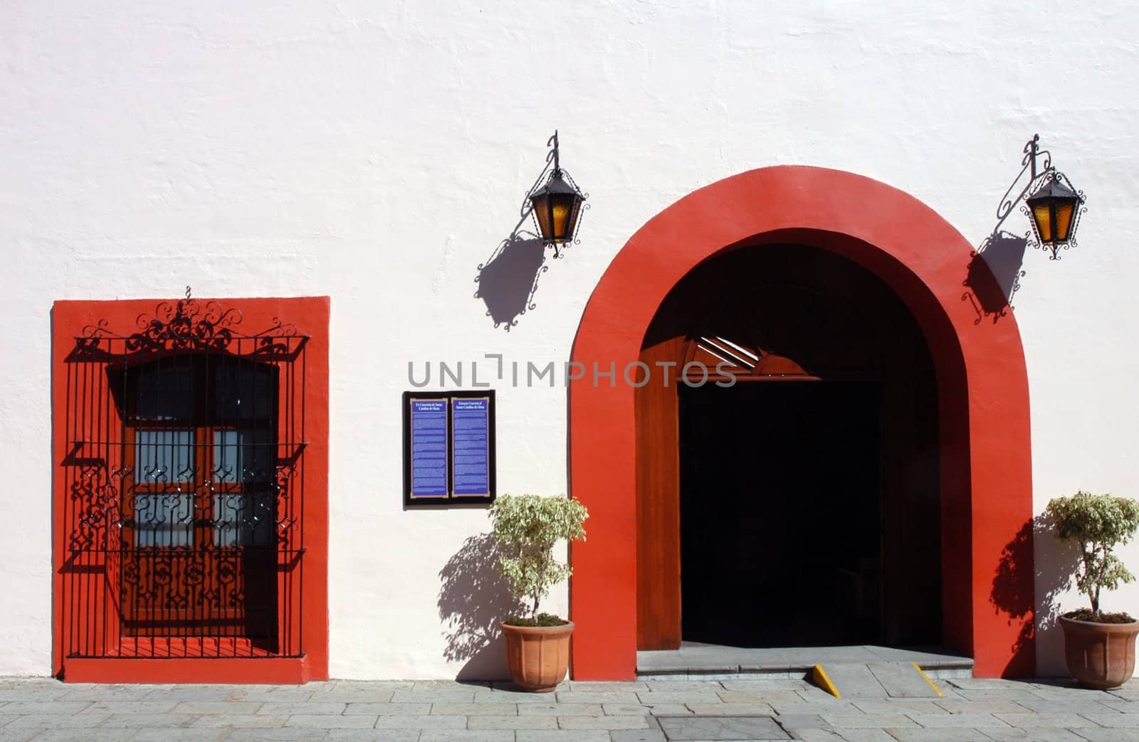 Entrance of typical Mexican restaurant in Oaxaca