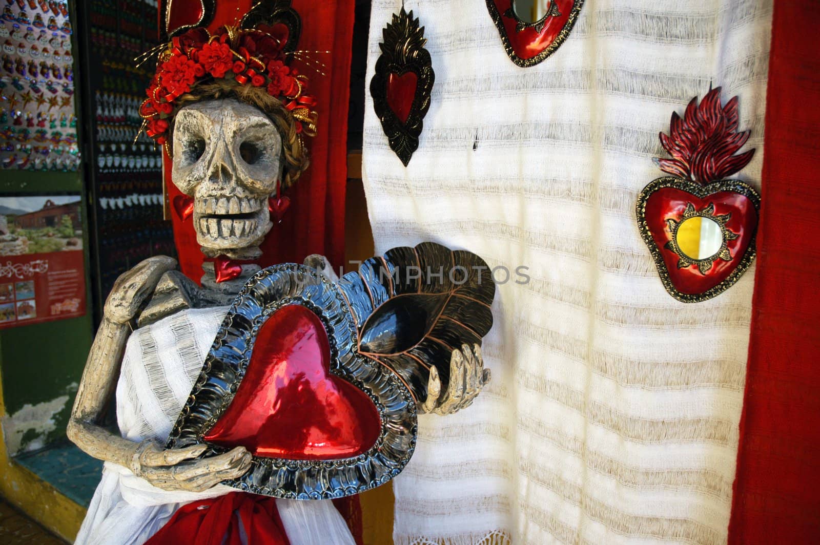 Plastic of skeleton woman - Traditional mexican souvenirs in Oaxaca City, Mexico