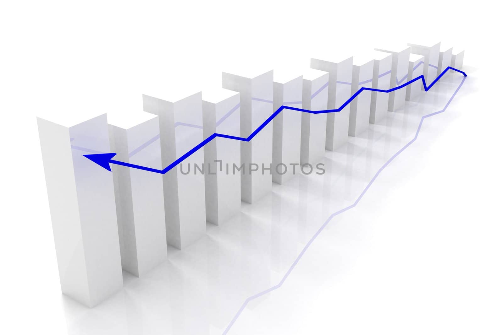 graph of business success and growth concept - isolated 3d render