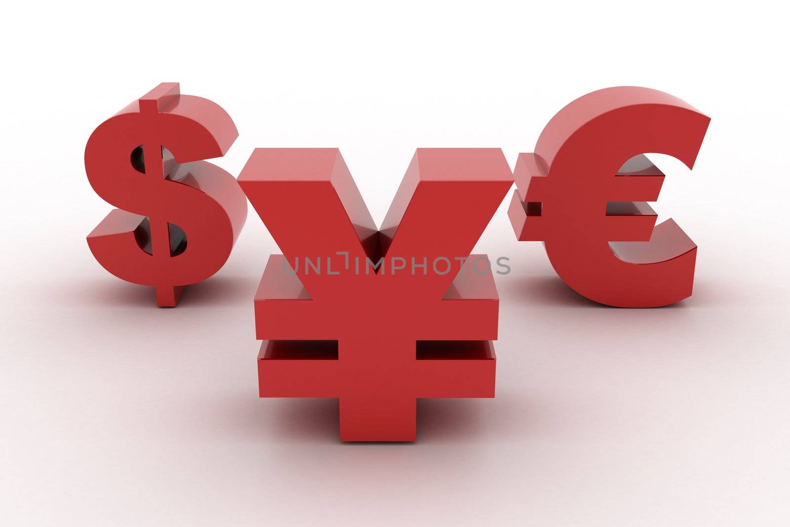 Red Yen Dollar and Euro isolated by richwolf