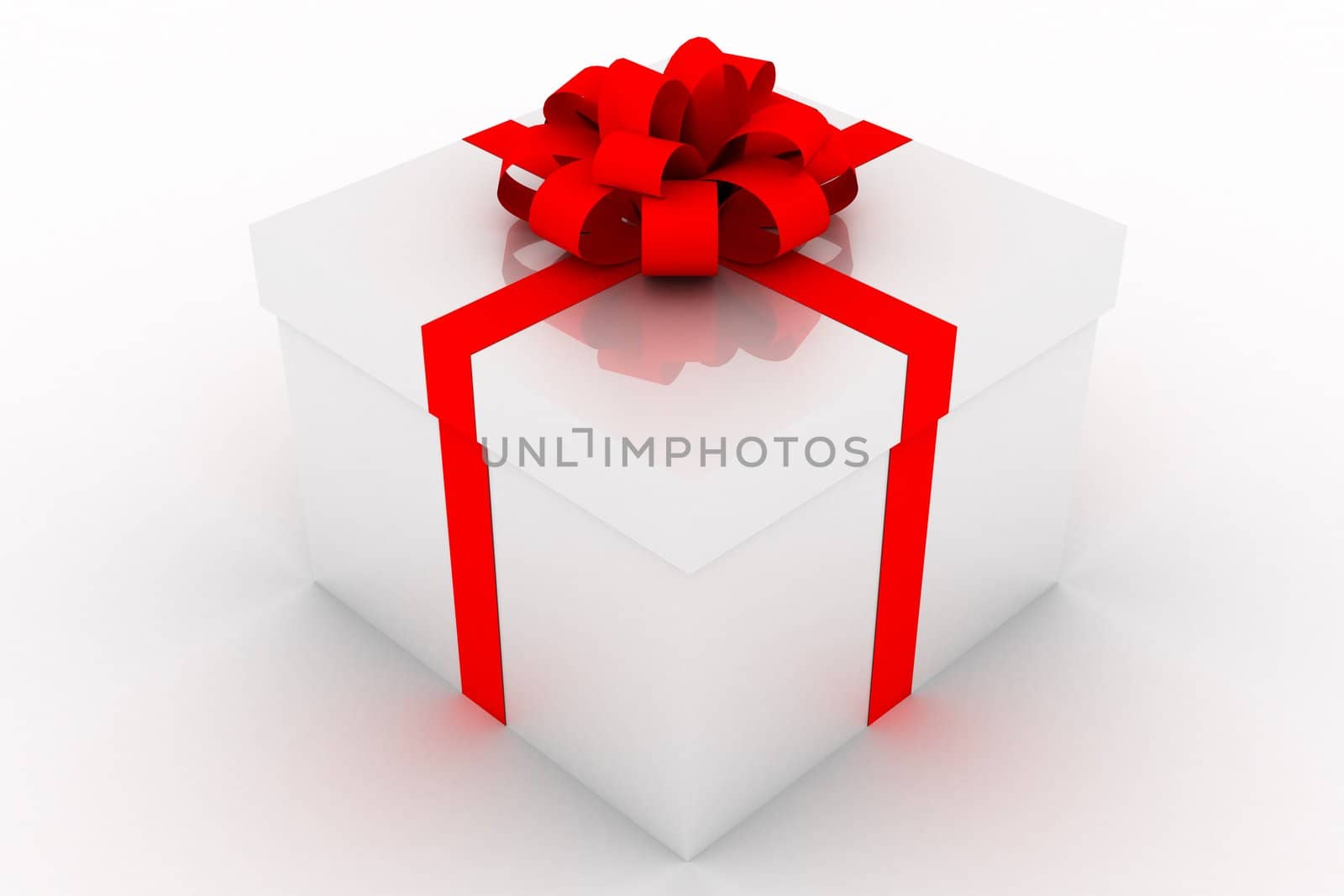 Present box isolated on white background 3d rendering