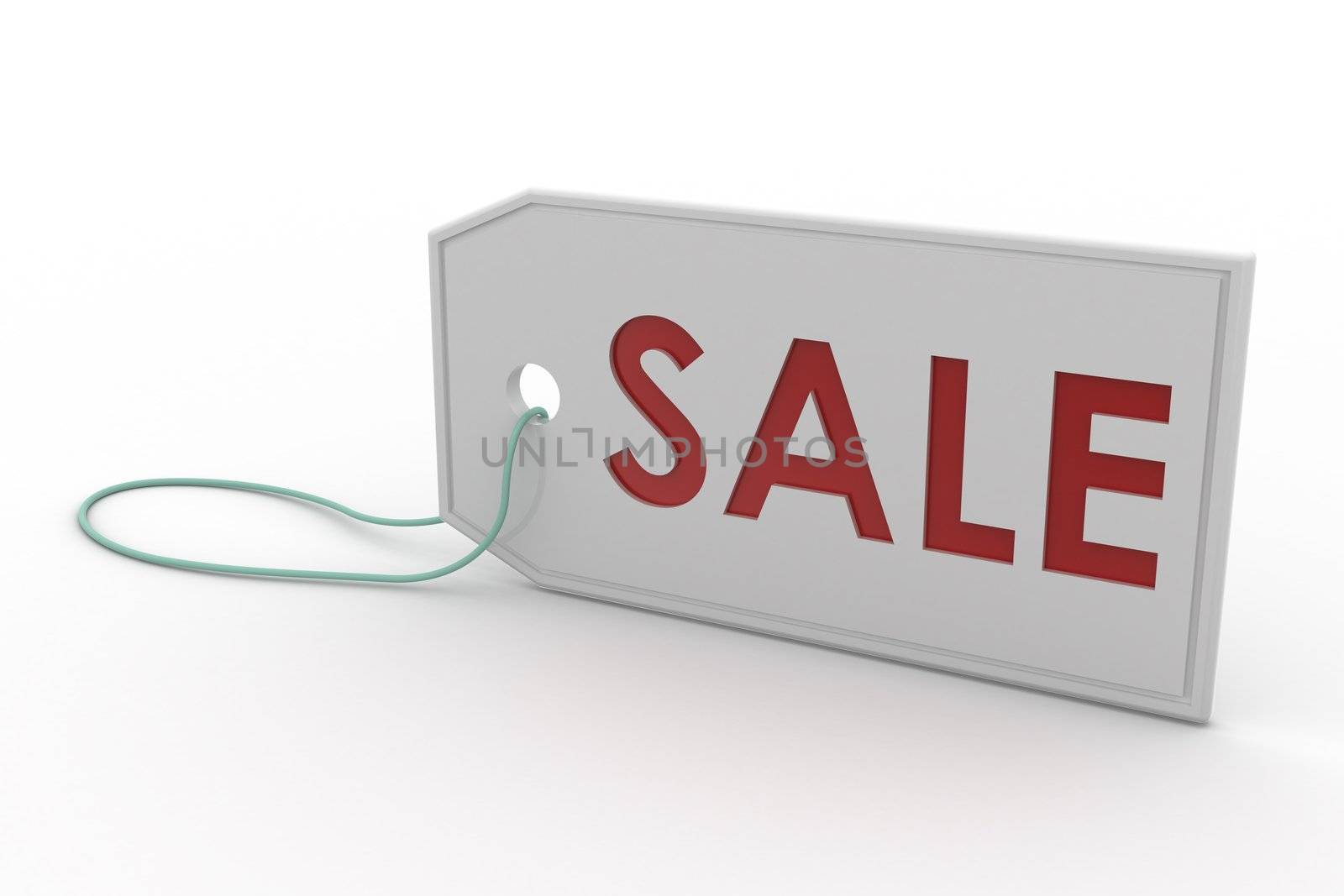 White Sale Tag on white background 3d rendering