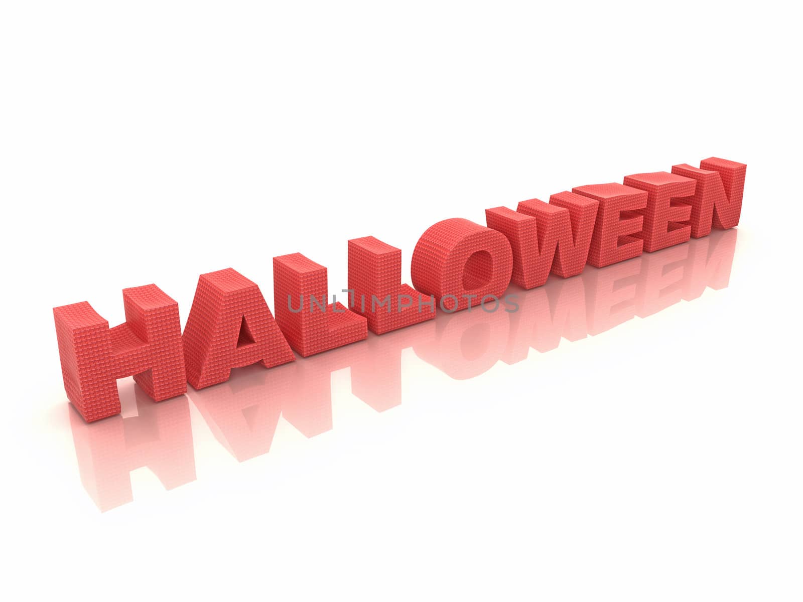 Red halloween inscription on white 3d render