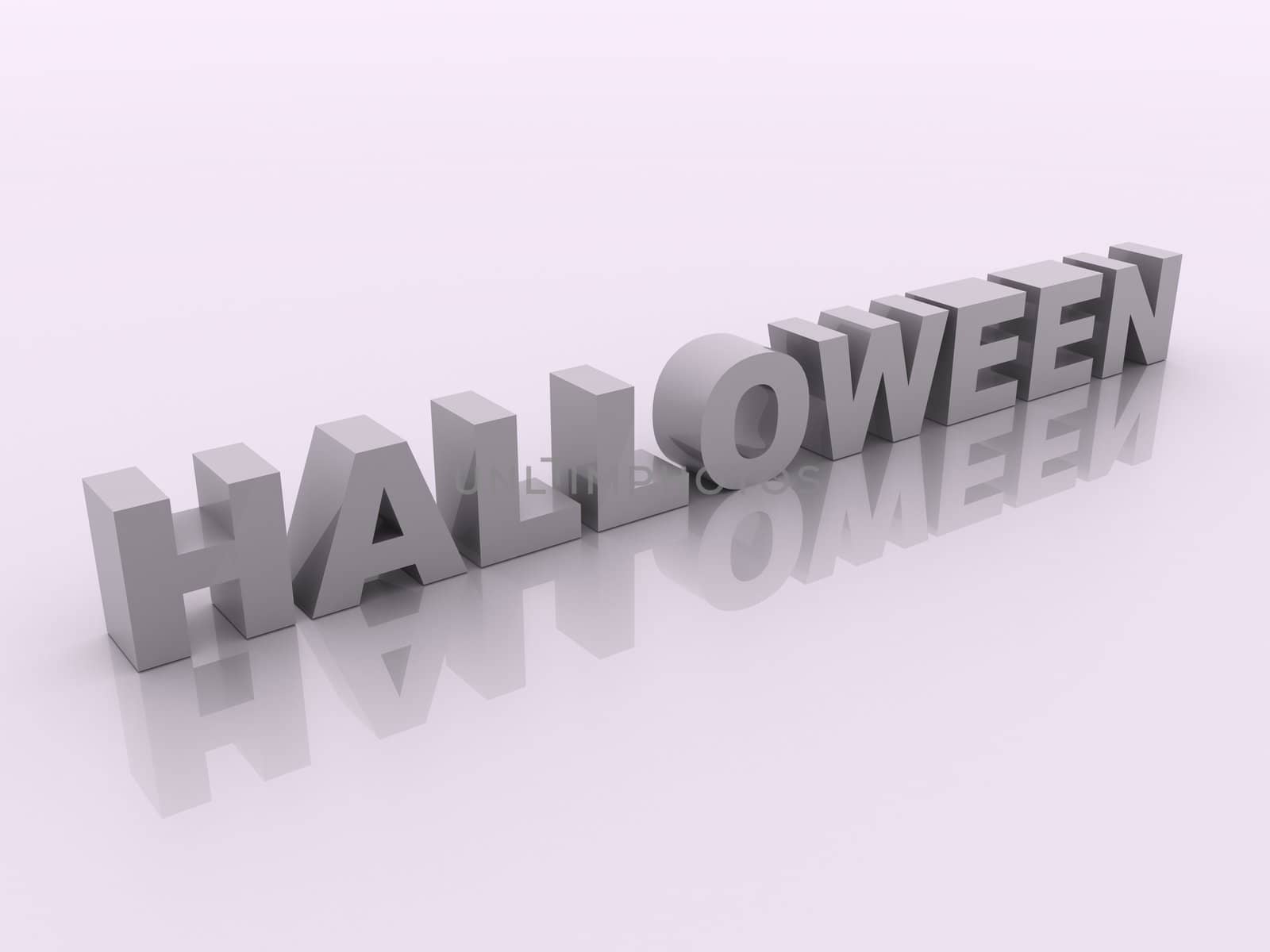 Gray halloween inscription on white 3d render