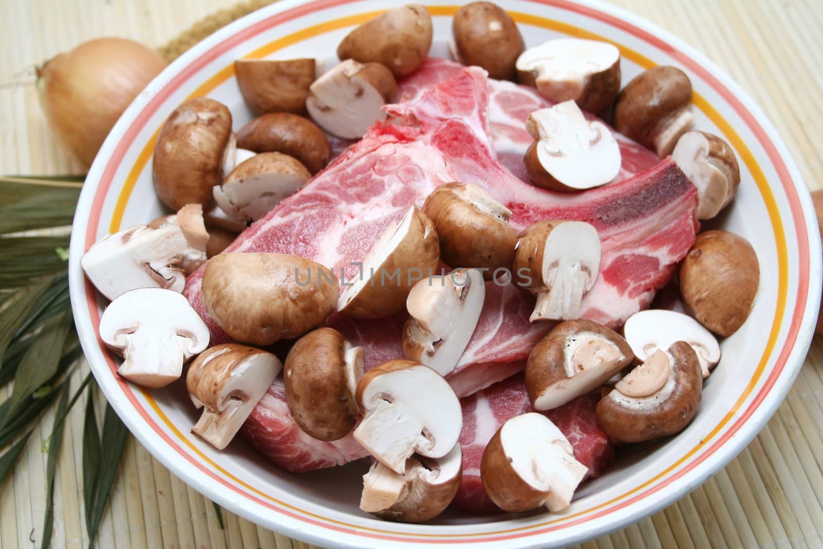 Meat and mushrooms