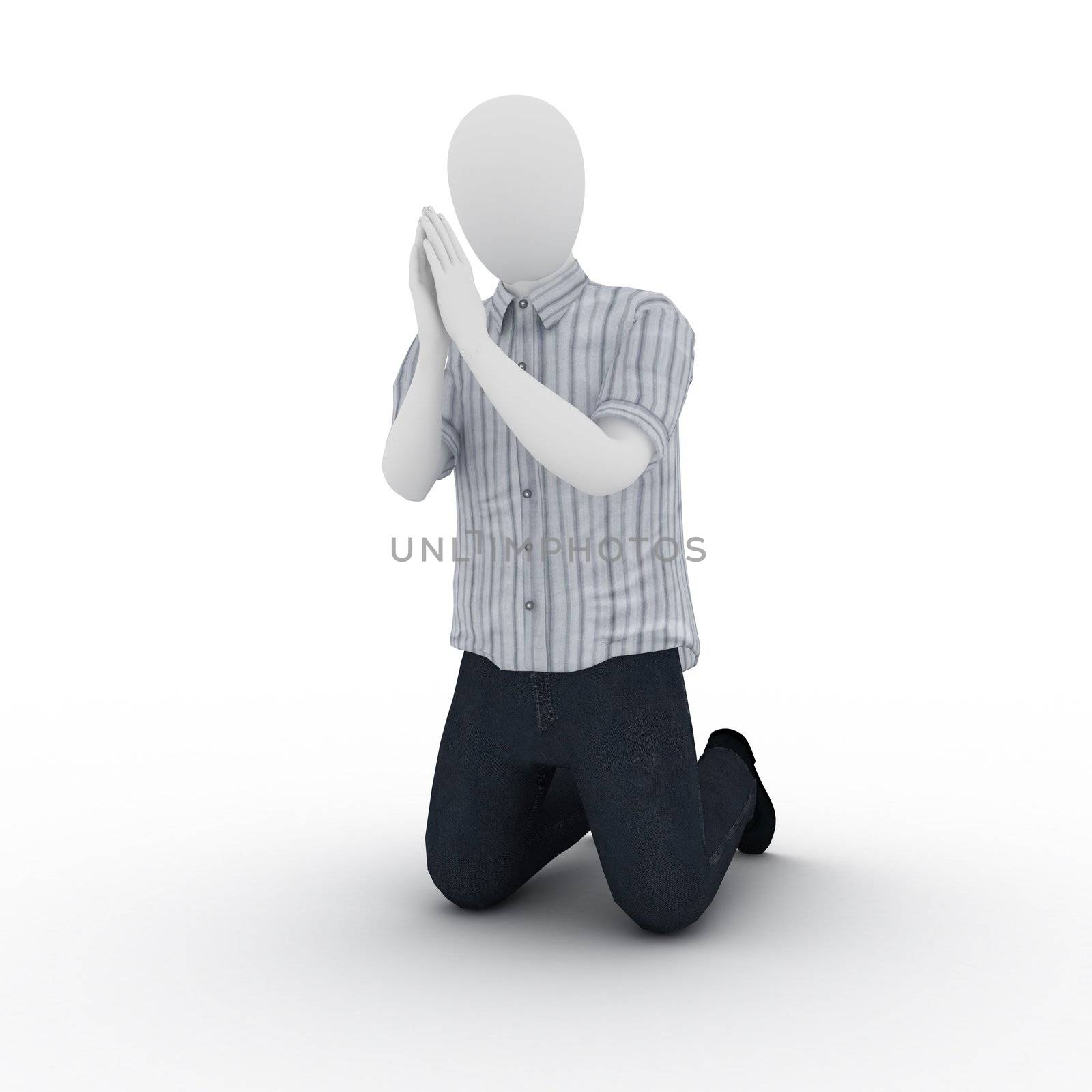 3d human model is praying